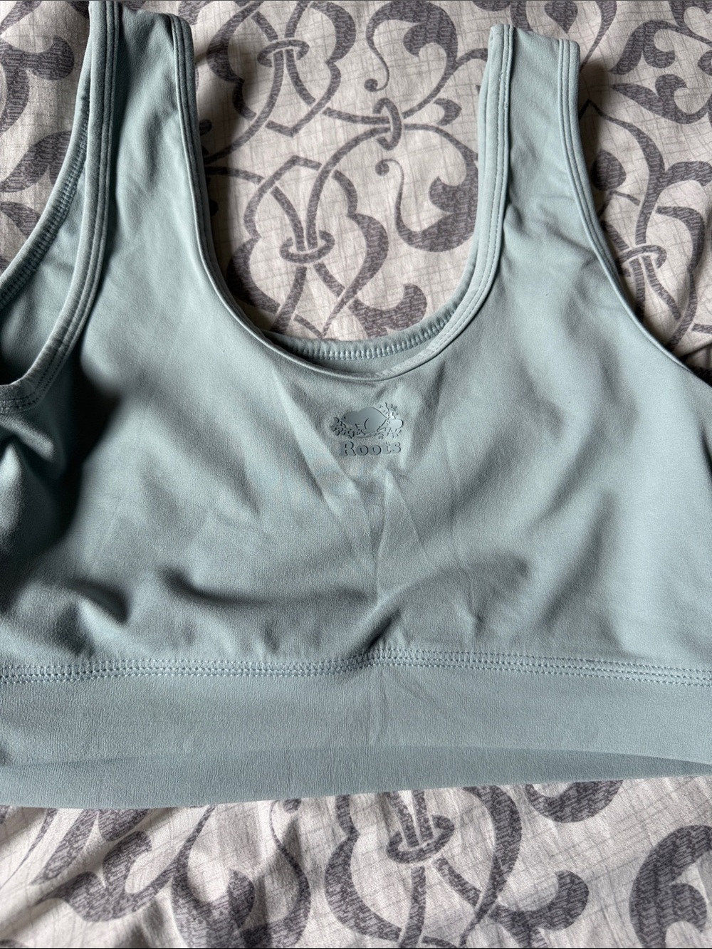 Roots Women's Light Sage teal Sports Bra - Comfortable Support